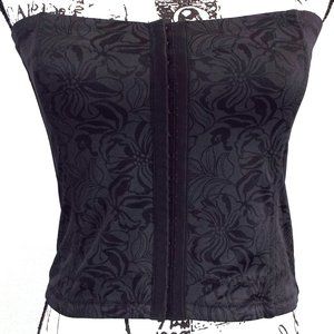 Maidenform Black Corset Shapewear with Black Floral Print Size XL